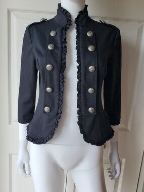 Y2k Black Military Army Button Jacket